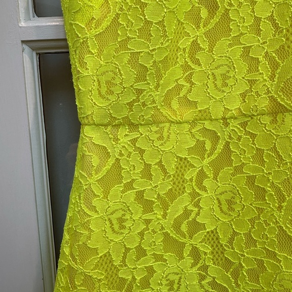 J. Crew Sleeveless Neon Chartreuse Lace Overlay Back Zip Dress Size 8 Medium NWT - Picture 6 of 16